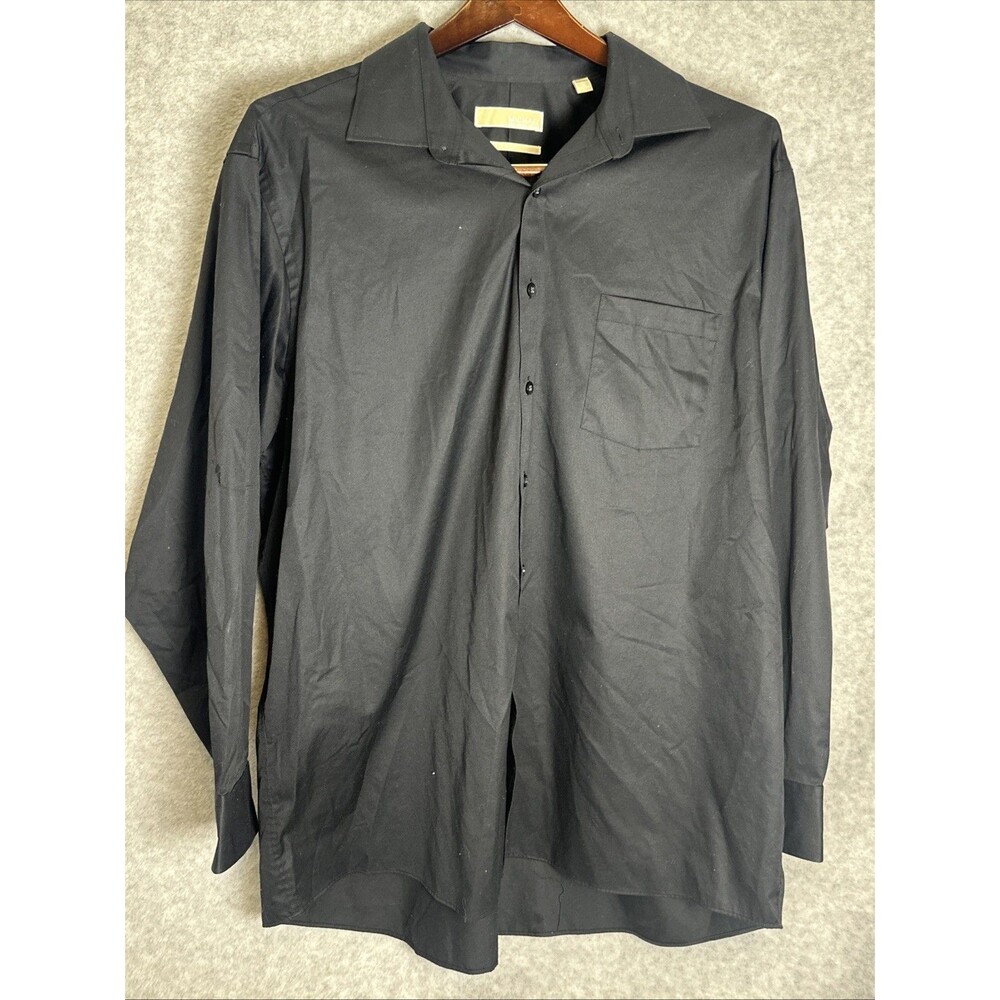 Michael Kors Black Men's Dress Shirt Size 18 34/35 Big Fit Button Down Collared